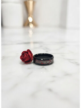 Black Red Tungsten Carbide Ring Size 13 8mm Celtic Dragon Inlay Wedding Band